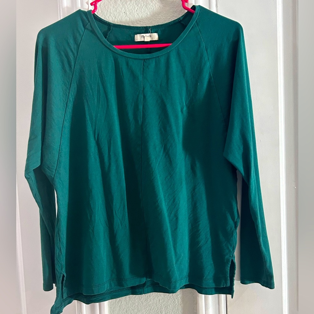 Madewell Long-sleeve Green Top Size Small
